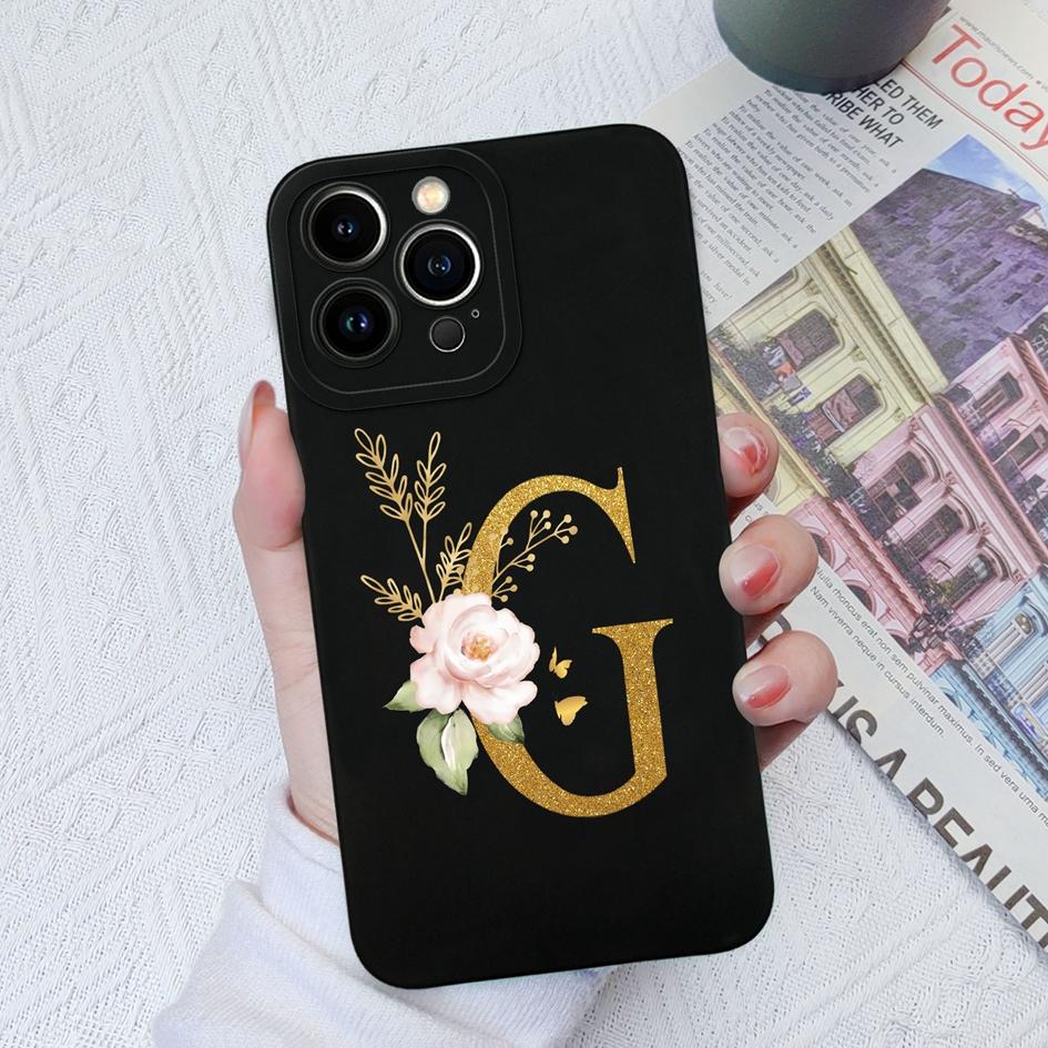 Для Apple iPhone 11 12 Pro Max 13 Mini 6 7 8 Plus чехол для телефона Роскошный цветок буквы жидкий мягкий силиконовый противоударный чехол для iPhone чехол-бампер