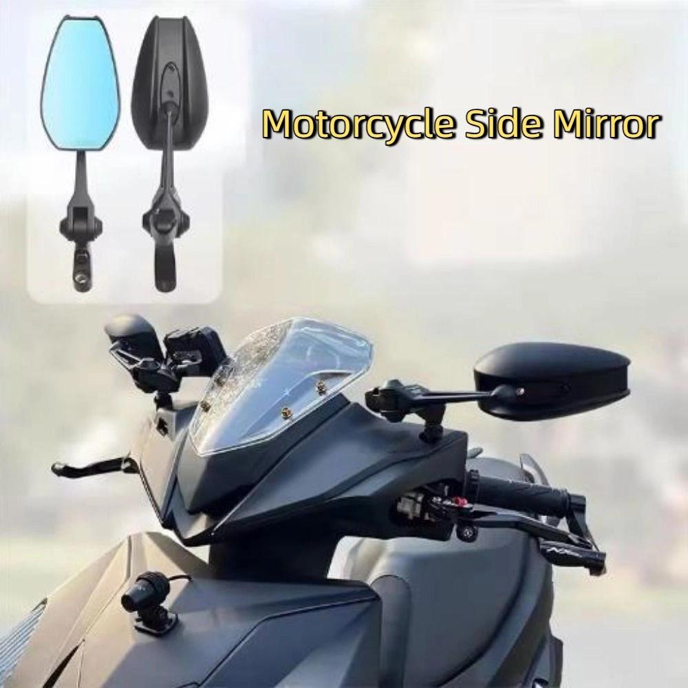 1 Pair Aluminum Zinc Zinc Alloy Motorcycle Rear View Mirror Blue Glass Handlebar Mirrors Scooters