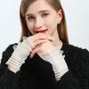Женские накладные рукава, съемные манжеты, белые кружевные с цветочным узором, плиссированные ложные манжеты, рукава-колокольчики, согревающие запястья