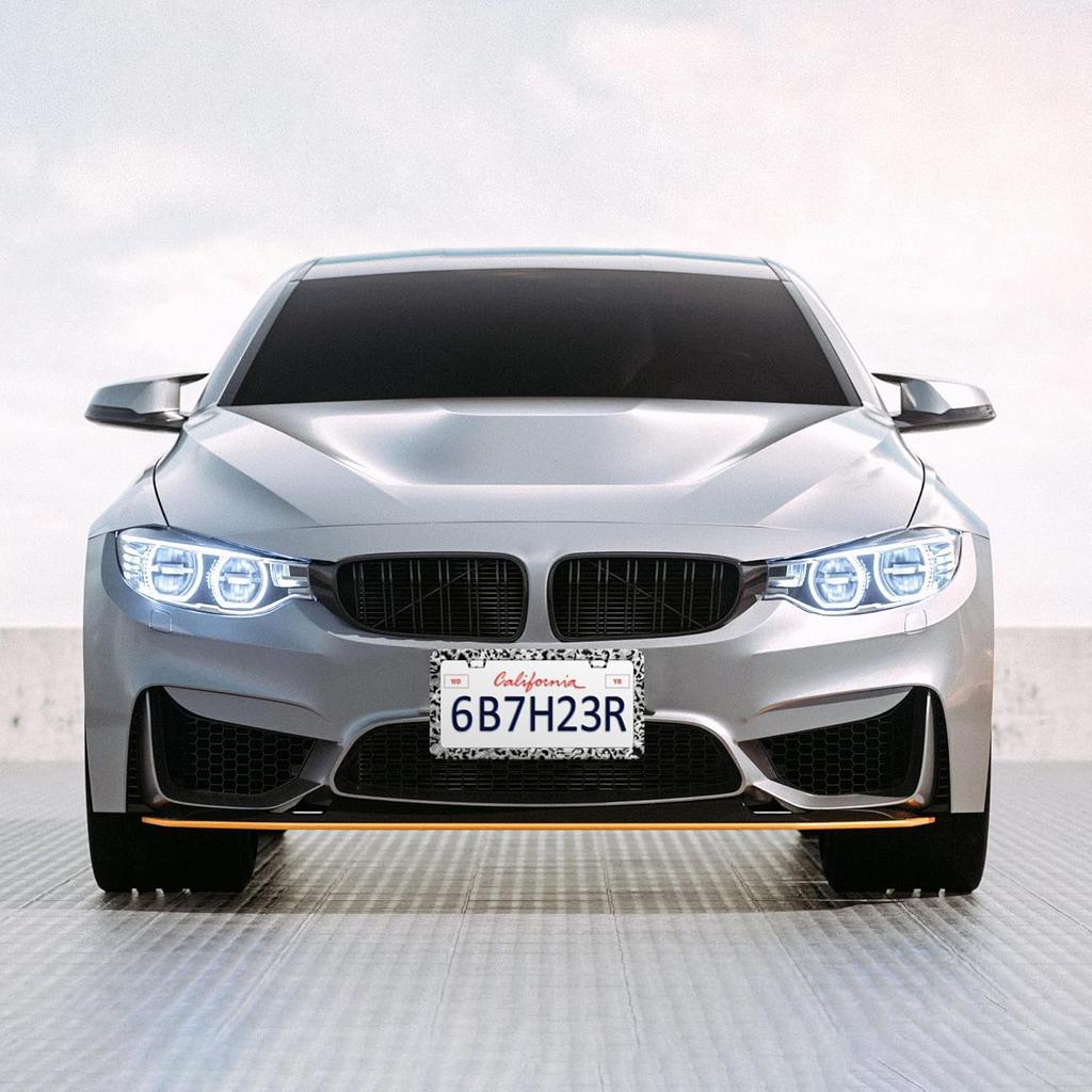 2 Pcs Grey Black Leopard Print License Plate Frame Cheetah License Plate Frames Personalise Stainless Steel Funny Design Compatible with Standard