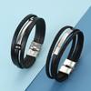 Очаровательные ювелирные изделия из нержавеющей стали, кожаный гладкий браслет для мужчин