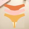 3PCS Seamless Thong Women Ice Silk T-back Intimate Solid Breathable Crotch Briefs Sexy Tanga Multiple 10 Color Lingerie