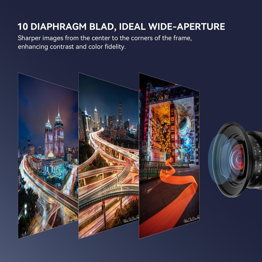 PERGEAR 12mm F2 II Wide Angle Prime Lens Manual Focus 230g Compact and Lightweight Click Aperture Design 9 12 Elements Beautiful Bokeh APS-C Groups,