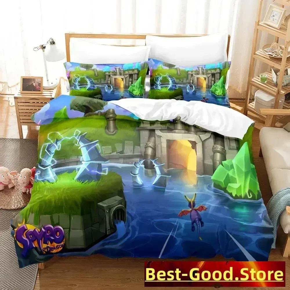Постельное белье Spyro Reignited Trilogy Пододеяльник Простыня Печатный комплект постельного белья Наволочка Постель Полный Queen King Size Одеяло Спальня