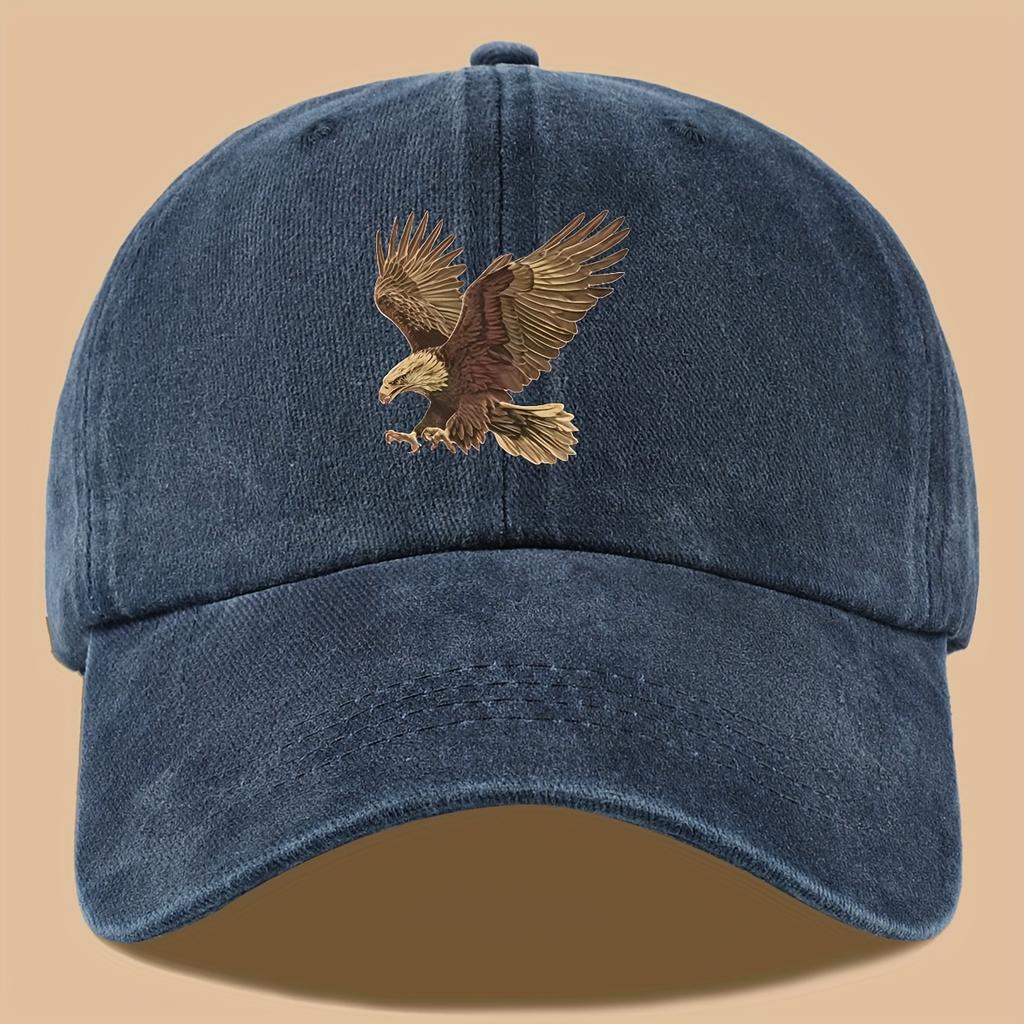 Eagle print baseball cap, adjustable for both men and women, suitable for hiking, fishing, and vacation exploration
