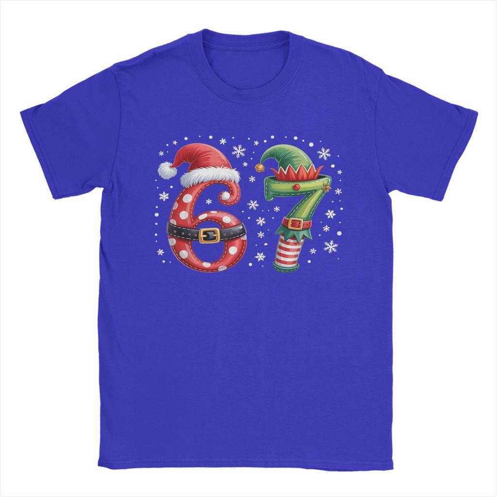 Christmas 67 Meme Six Seven Men T Shirt Novelty Tee Shirt Short Sleeve Round Collar T-Shirts Cotton Summer Tops