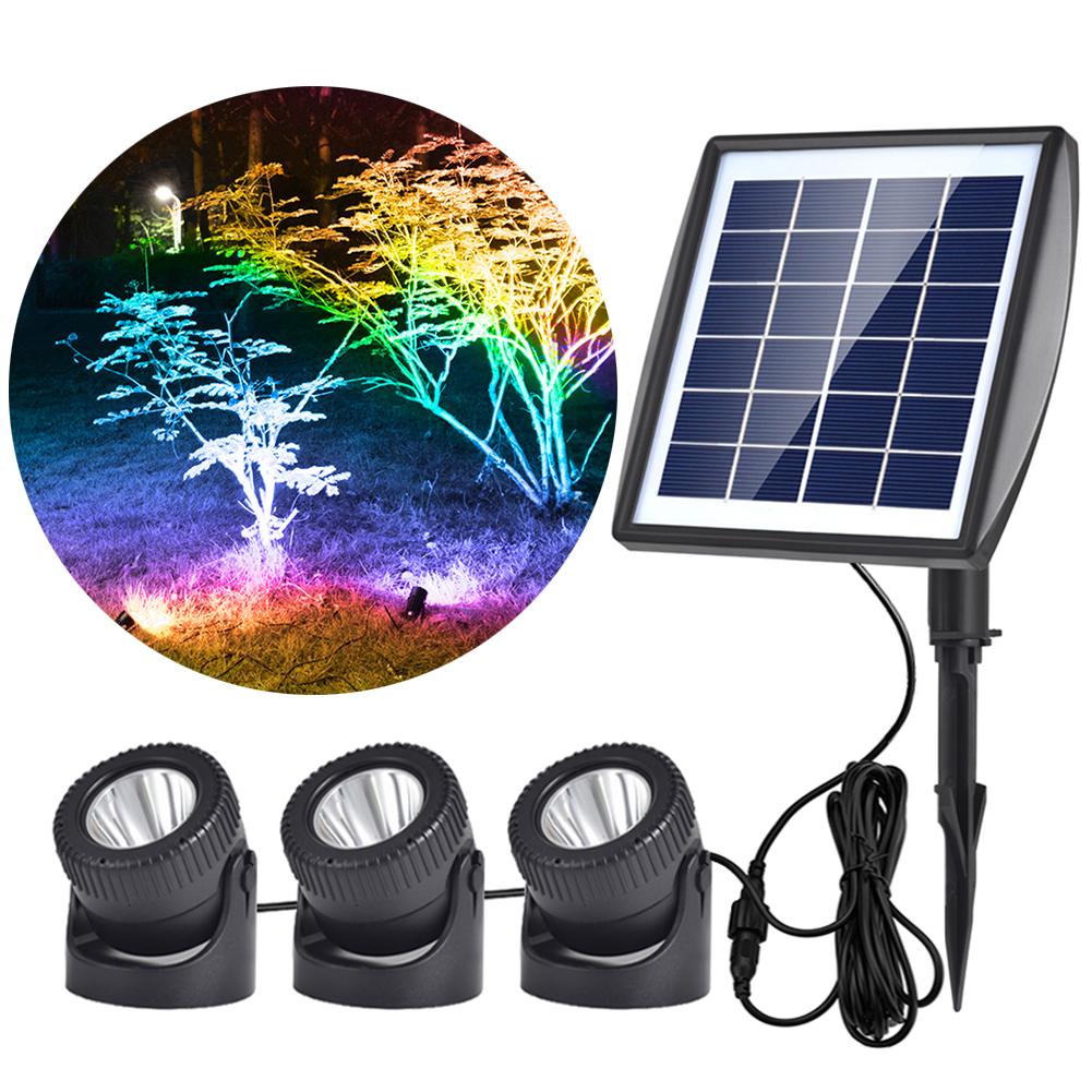 Solar Pond Lights IP68 Waterproof Submersible LED Lights Adjustable Angle Solar Spot Lights 3 Light Modes for Pool Tree Walkway