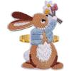 Set of 4 metal Easter bunny napkin rings with embroidered details for festive table decoration at home, hotel or party events