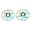 2PCS 11T Aluminum Alloy Pulley Jockey Wheel for Rear Derailleur Oil Slick Color Pattern Bike Parts