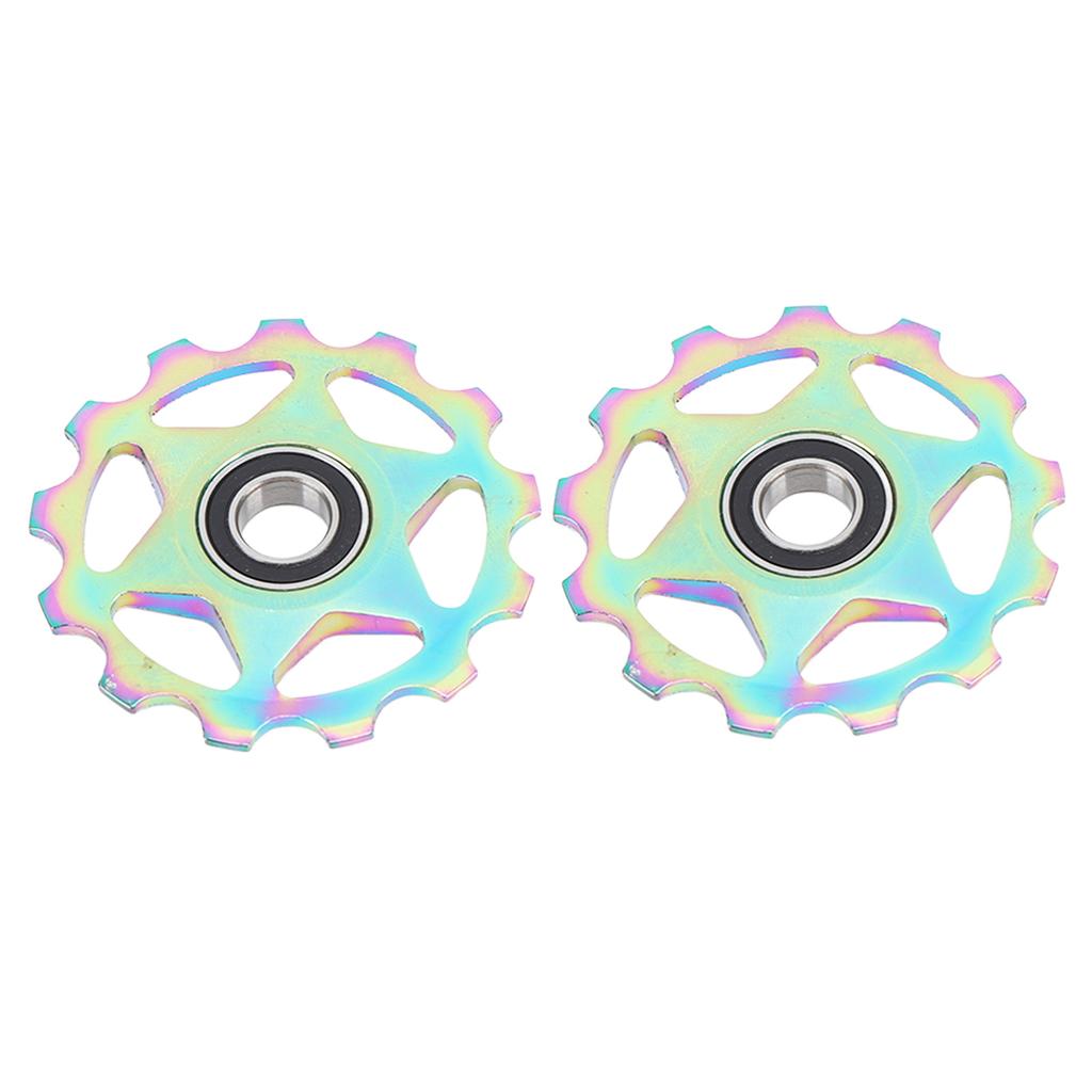 2PCS 11T Aluminum Alloy Pulley Jockey Wheel for Rear Derailleur Oil Slick Color Pattern Bike Parts