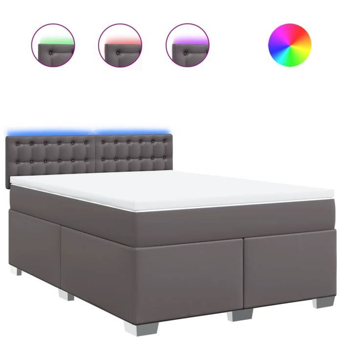 Maison Exclusive - Sommier à lattes de lit avec matelas Gris 140x200 cm Similicuir