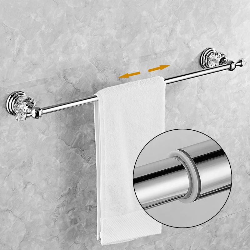 Bathroom Hardware Set Crystal Bath Towel Shelf Toilet Paper Holder Sliver Chrome Towel Bar Toilet Brush Holder Robe Hook EL8130