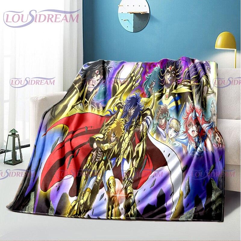 Одеяло с принтом аниме Saint Seiya, Мультяшное одеяло, мягкое и легкое фланелевое одеяло для дивана, детское постельное белье для гостиной
