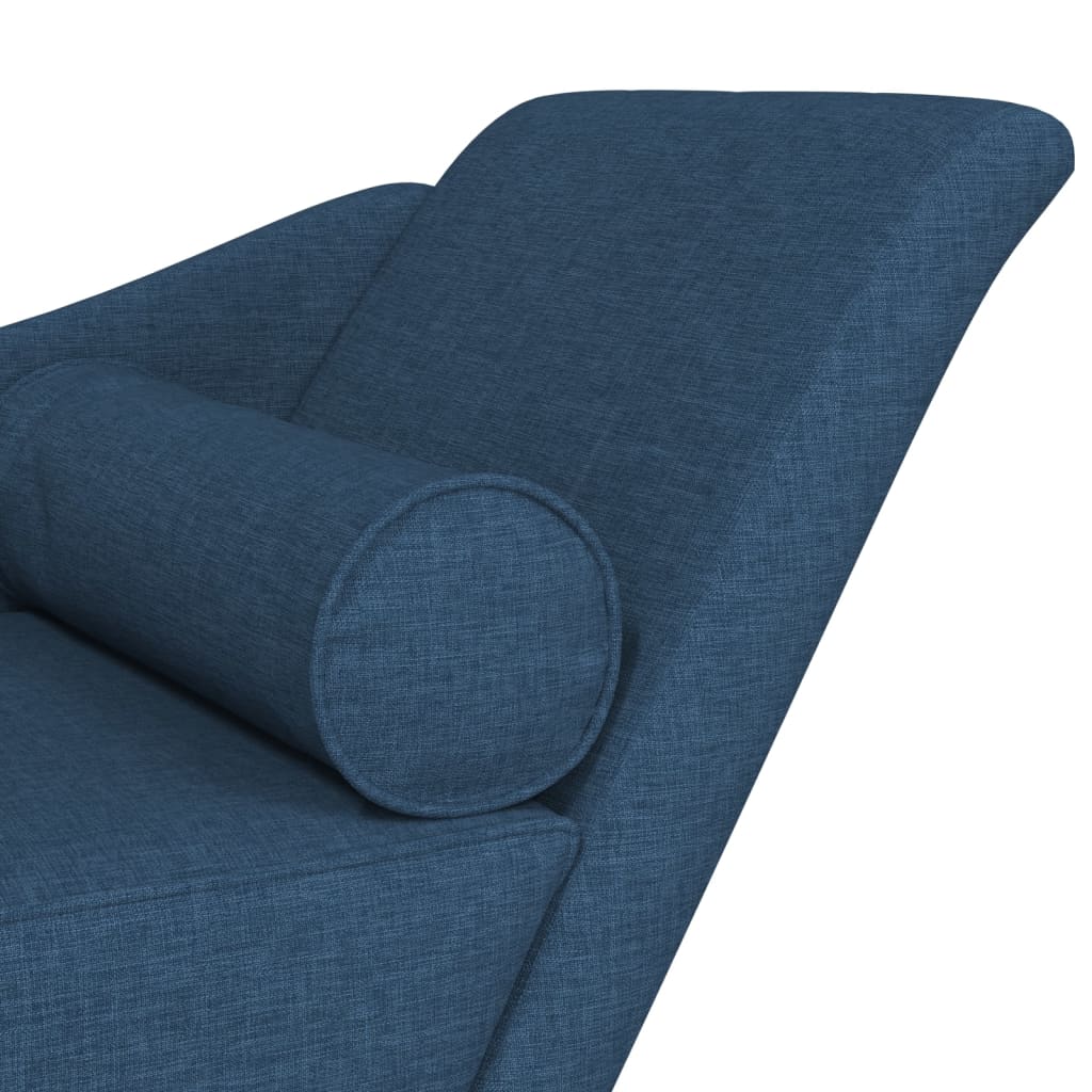 Blue Fabric Chaiselongue with Cushion