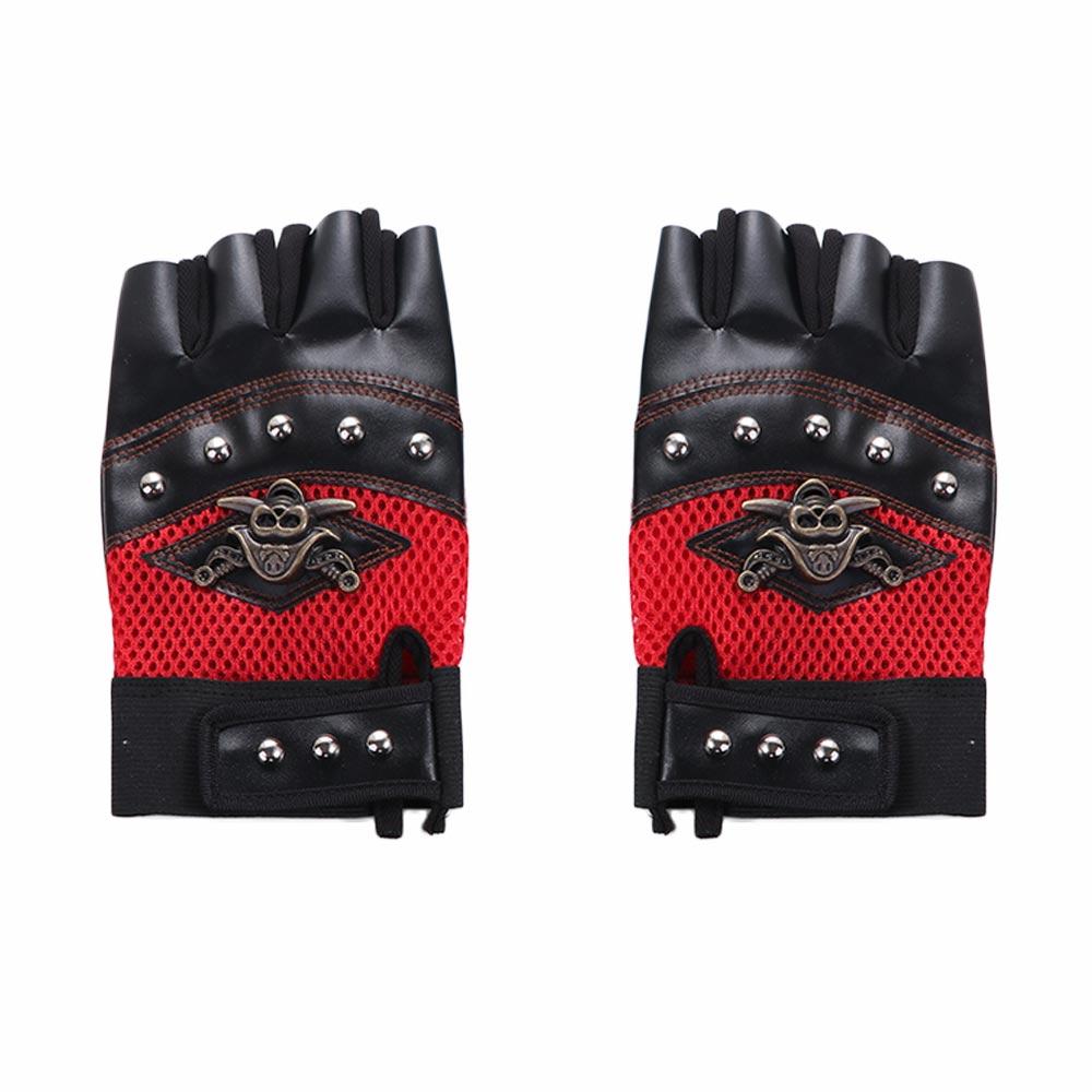 Punk Anti-slip Rivet Fingerless Motorcycle Gloves Half Finger Gloves Cycling Gloves Skulls Gloves