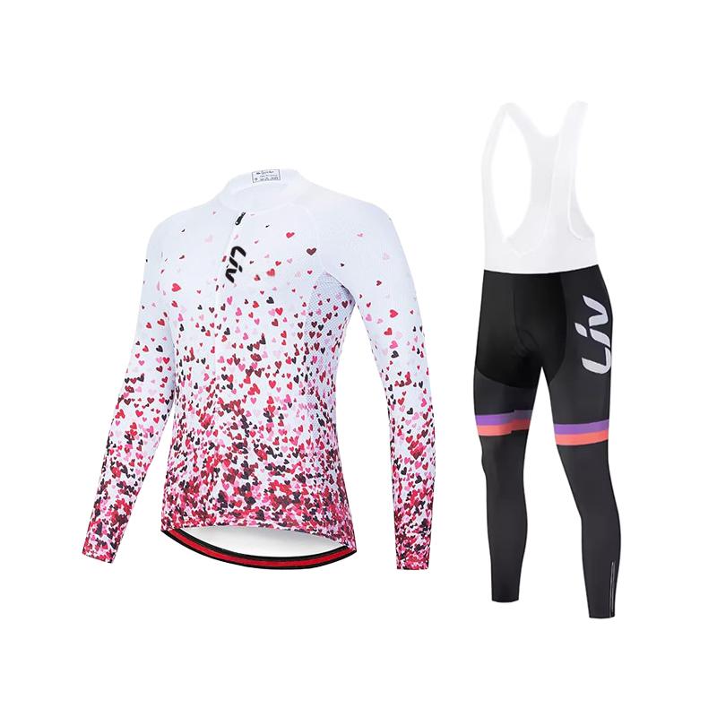 Autumn Long Sleeved Breathable Cycling Suit Set Women's Bicycle Jersey Quick Drying Outdoor Sportswear Cycling Bib Bicycle Shirt