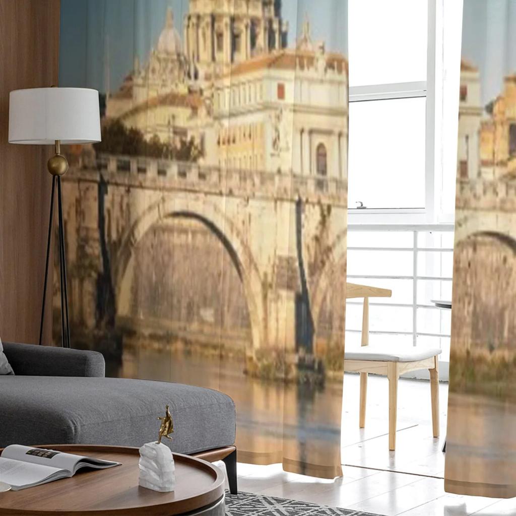 View At Tiber And St Peter Sheer Curtains for Living Room Transparent Tulle Window Curtain Bedroom Kitchen Decor Veil Drapes