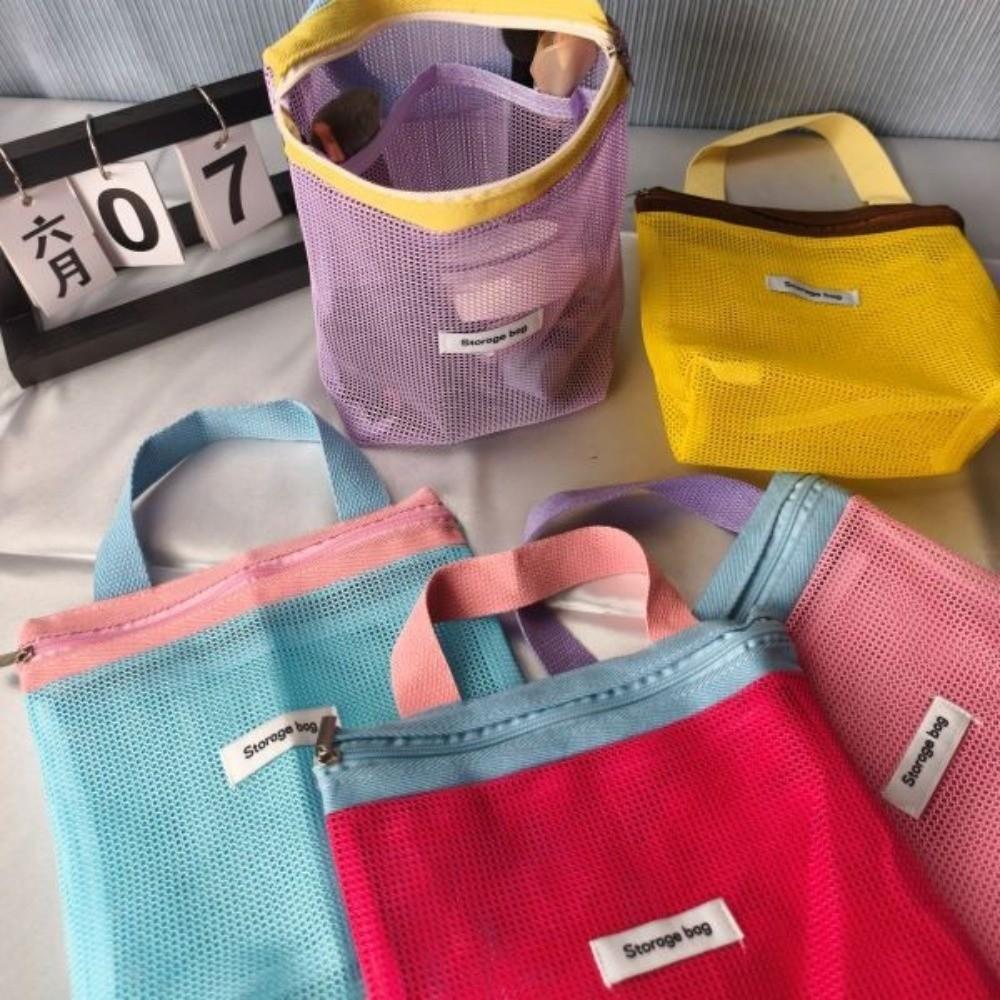 Transparent Mesh Makeup Bag Large Capacity Vibrant Bright Color Bag Bag Shower Organizer Beach