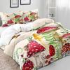 Red Mushroom Three-piece Quilt Cover 3D Digital Printing Bedding Set Green Plant Plant Fungus Bed Cover