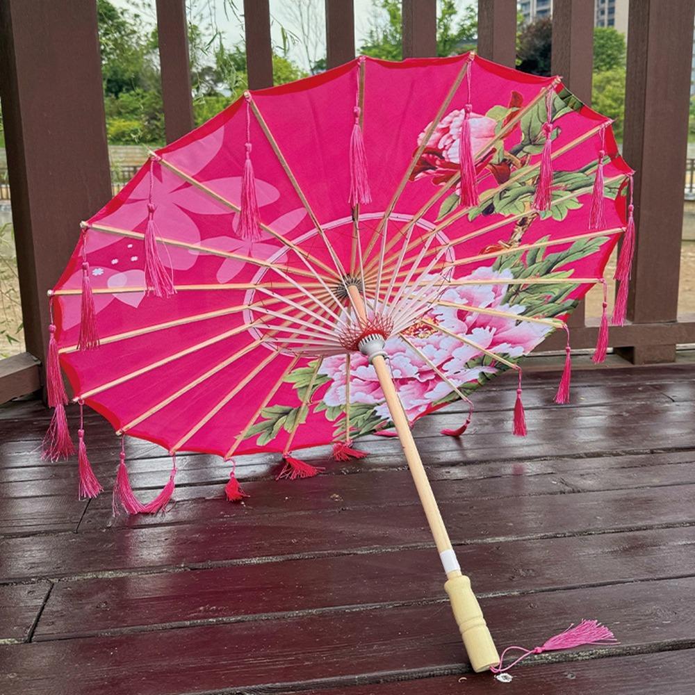 70см Шелковая Ткань Кисточка Зонт Китайский Стиль Ручной Классический Масляная Бумага Зонт Водонепроницаемый Декоративный Зонт с Кисточкой