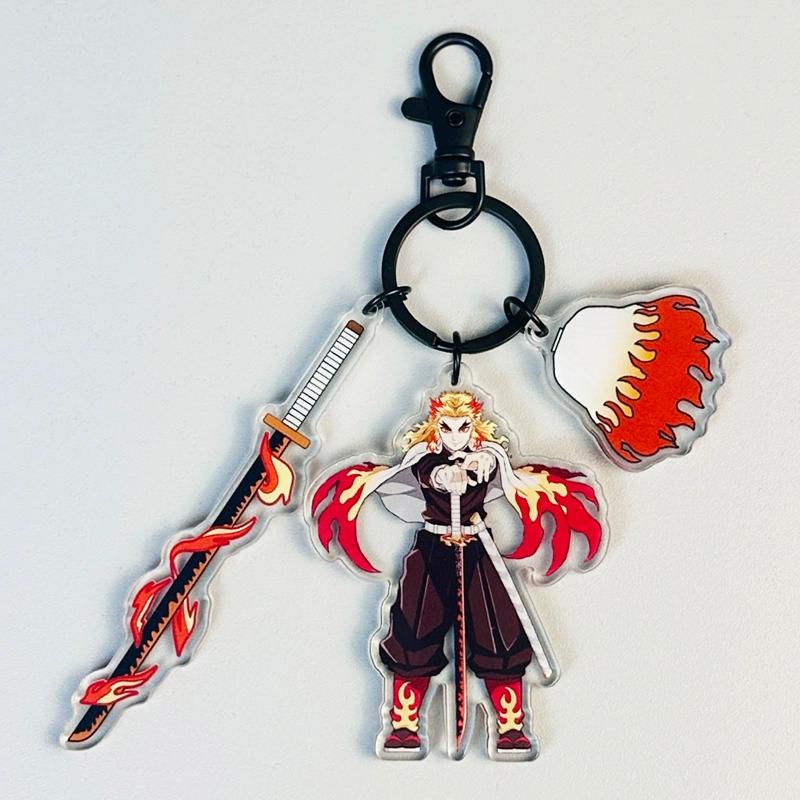 Keychain Pendant Anime Demon Slayer Kimetsu No Yaiba Kamado Tanjirou Double Sided HD Bag Pendant Gift For Fans Cosplay Props Jewelry Gift