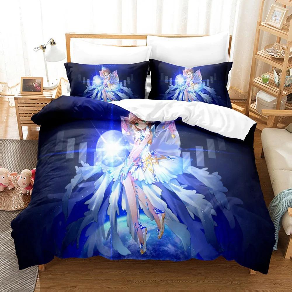 Anime Sakura Girl Duvet Cover pillowcase Bedroom Decoration Children Gift adult Single Double bed Large SizeZip Duvet Cover