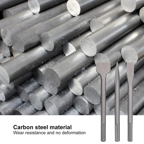3-Piece Hammer Drill Chisel Set, Carbon Steel Scaling Chisel, Flat Chisel Point Chisel, Rotary Hammer Drill Bit for Tile and Concrete Work (SDSmAX (5-