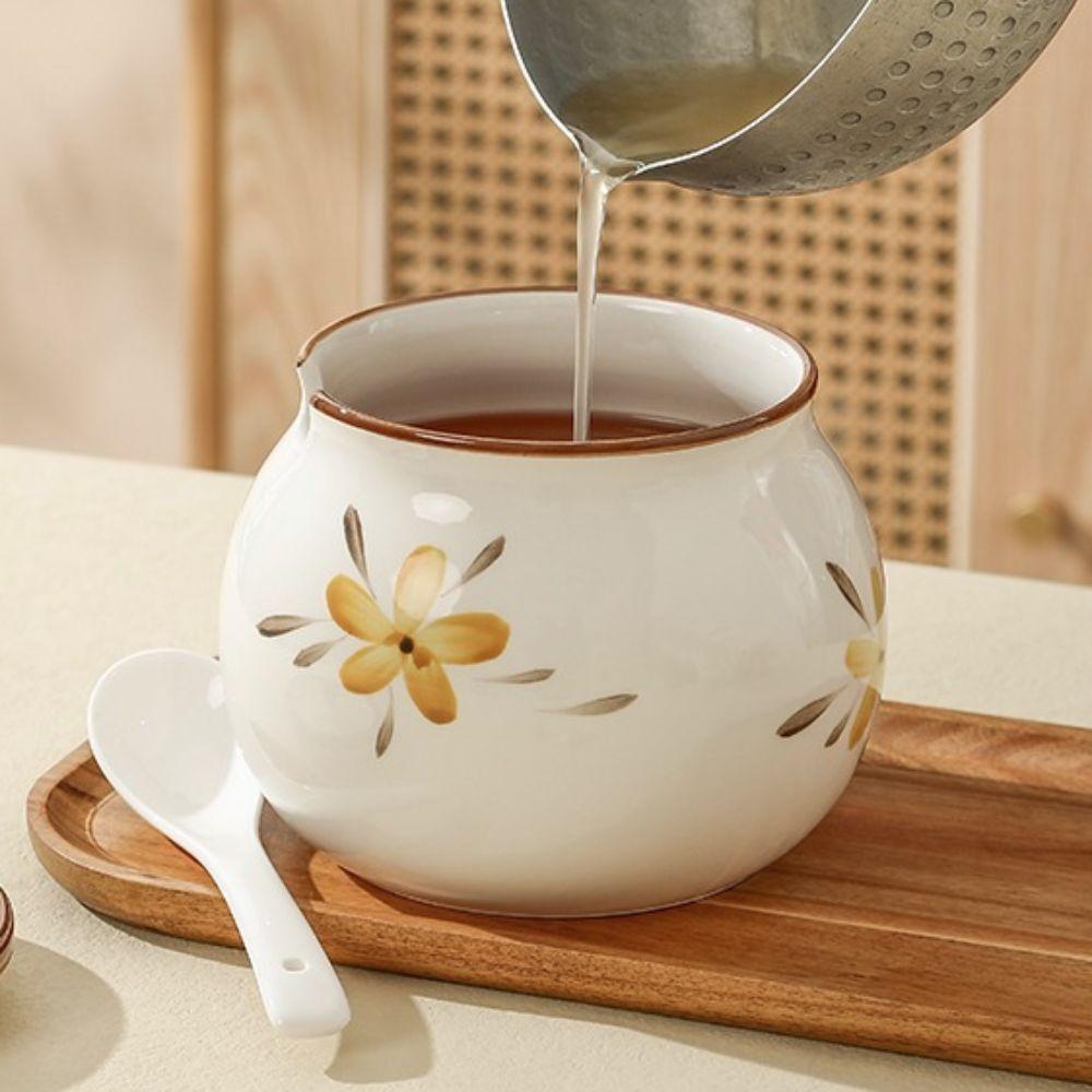 С Крышкой и Ложкой Керамическая Банка для Смальца Жаростойкий Горшок для Смальца Банка для Приправ Соль