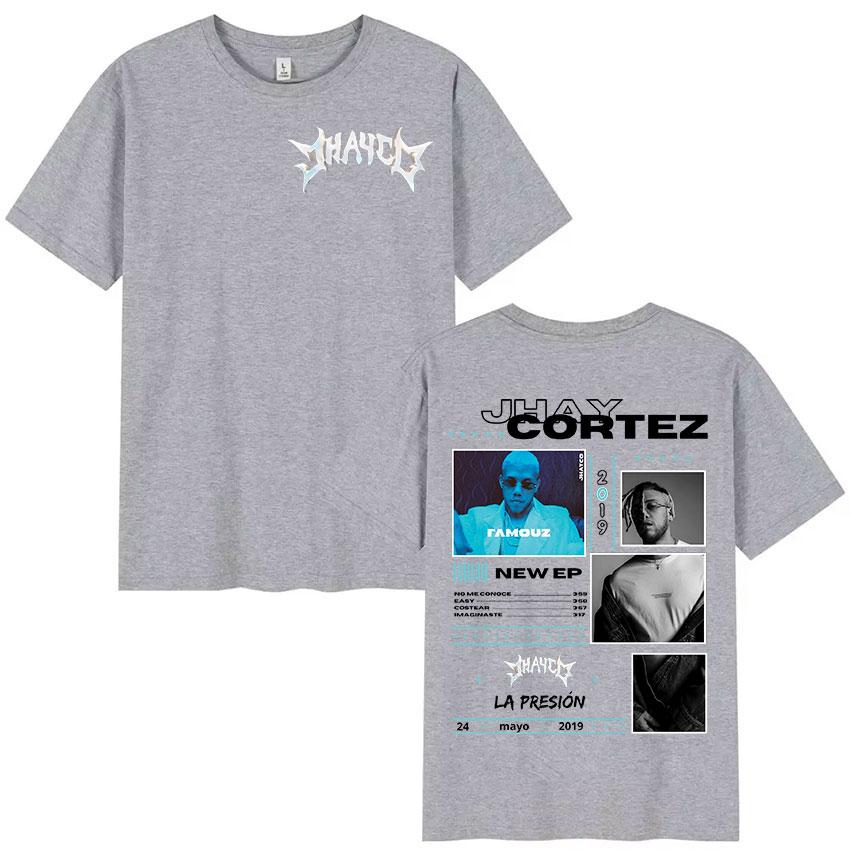 2025 Summer Rapper JHAY CORTEZ LA PRESION New Album Mens Hip Hop Fashion 100 Pure Cotton Printed Tshirt Retro Street Clothing