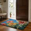 Colorful Flowers Floor Mat Soft Flannel Absorbent Mat Non-Slip Rug Home Bedroom Bathroom