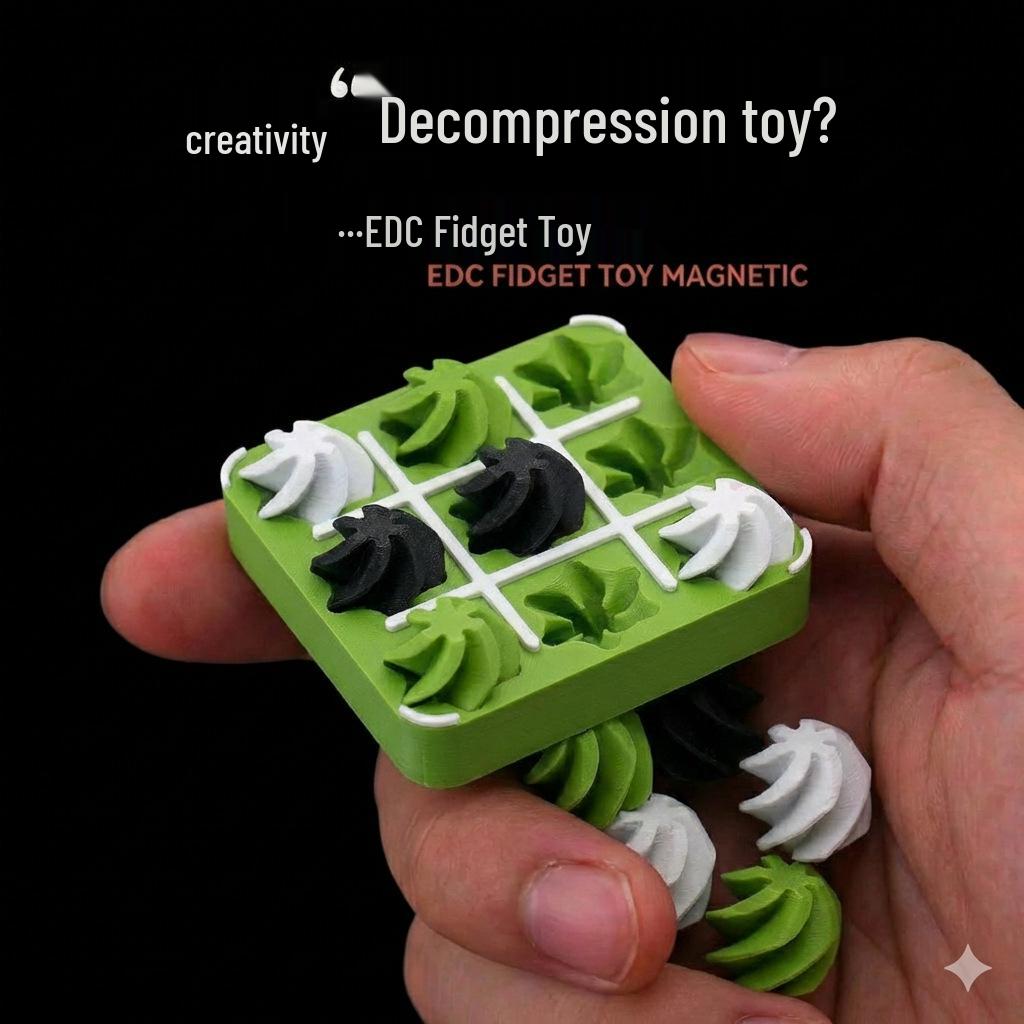 3D Printed Tic-Tac-Toe Decompression Pendant - Creative EDC Office Toy