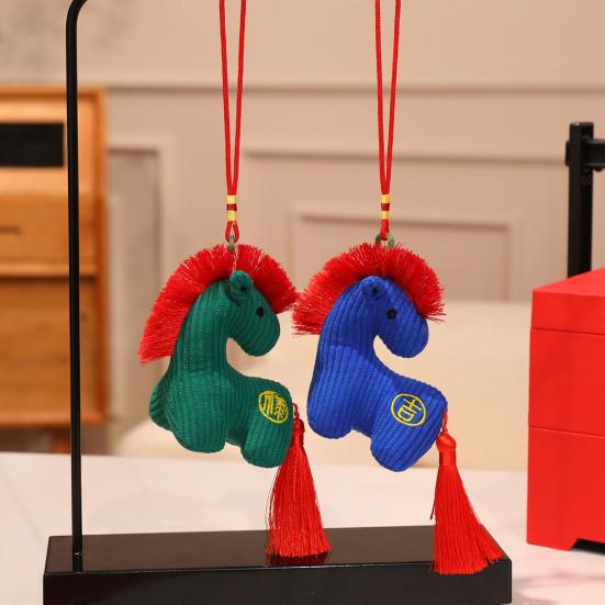 Year of The Horse Mascot Cartoon Horse Keychain Handmade Fluffy Pony Bags Charm Chinese Zodiac Inspired Ornament