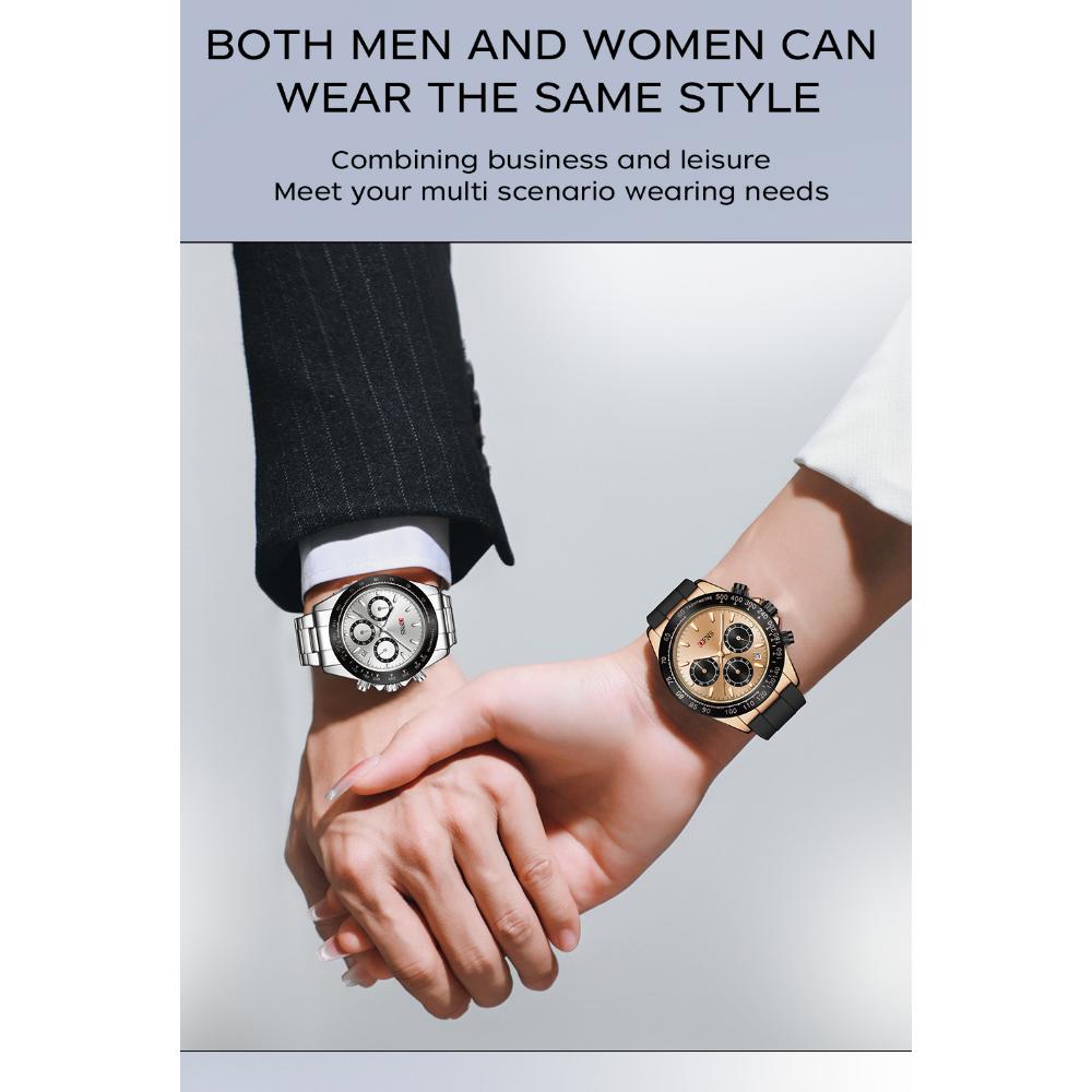 Роскошные мужские кварцевые часы, многофункциональные, три очка, шесть стрелок, хронограф, водонепроницаемые, ночник, мужские кварцевые часы
