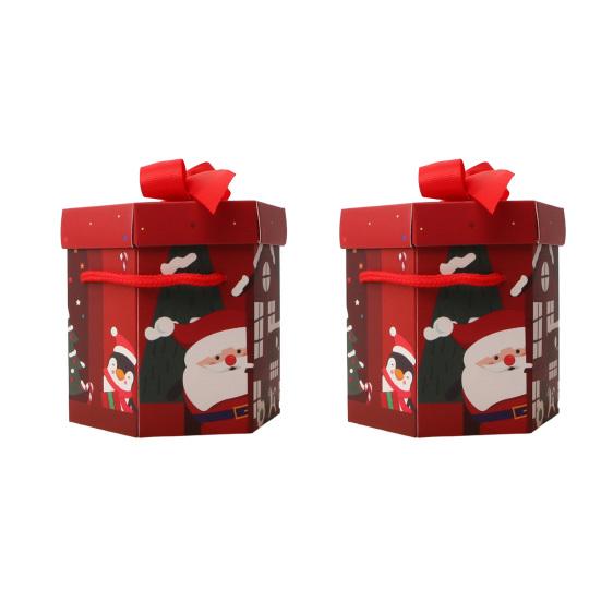 2 шт., подарочная коробка для рождественской вечеринки с портативной веревкой, праздничная конфета, печенье, рождественский подарок, бумажная коробка, упаковочные принадлежности для Рождества