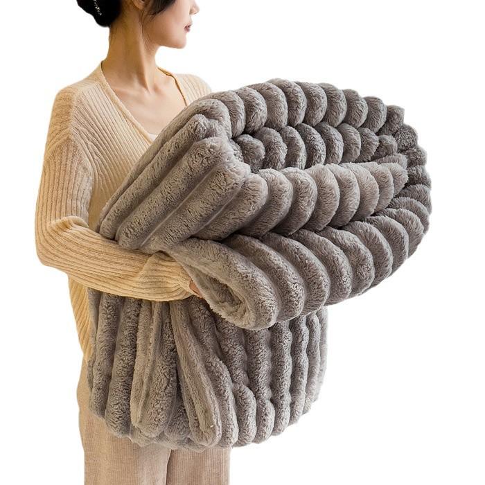 Толстое зимнее одеяло из кораллового флиса с кроличьим мехом - Фланелевое для сна и покрывало для кондиционера