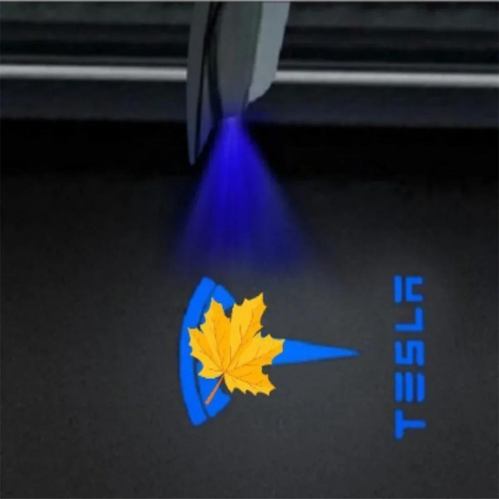 2/4pcs Car Door LED Logo Projector lights HD Welcome Light 3D Laser Ghost Shadow Light for Tesla Model Y 3 S X car Accessory
