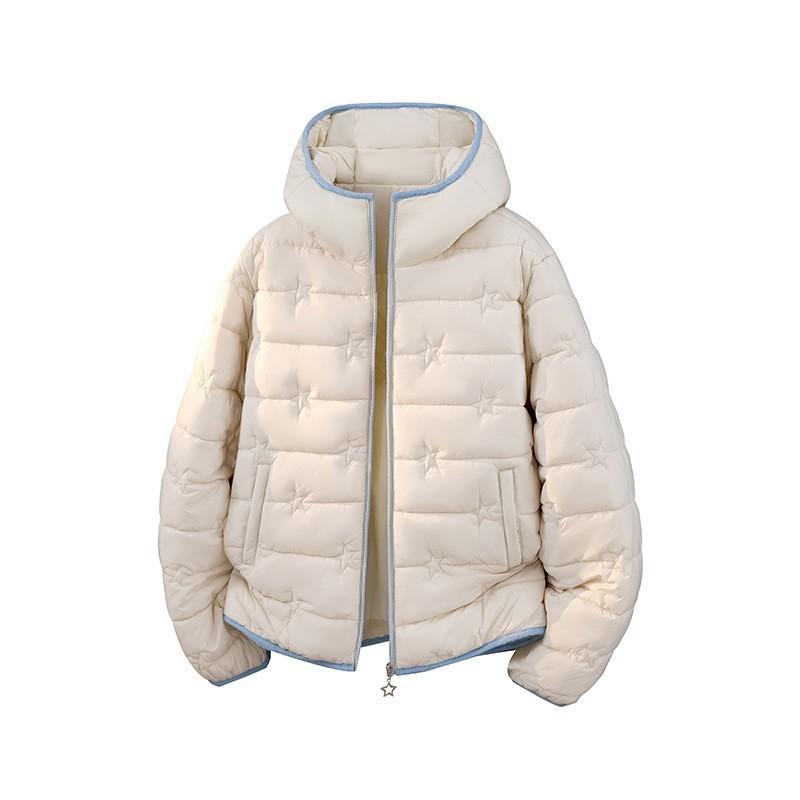 Winter Hooded Puffer Coat Unisex Dopamine Color Casual Warm Jacket Small Size