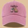 pc Cute and Style Design Printed Baseball Cap with Capybara Drinking Milk Tea Print Urban Casual Headwear Black Papa Trucker