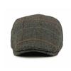 Осенне-зимняя мужская шляпа, шерстяная кепка с козырьком для мужчин среднего возраста, британский винтажный берет в клетку