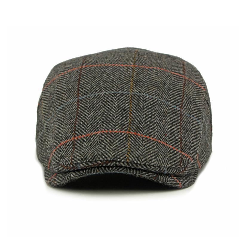 Осенне-зимняя мужская шляпа, шерстяная кепка с козырьком для мужчин среднего возраста, британский винтажный берет в клетку