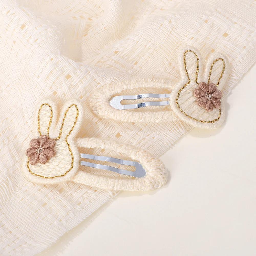 LOVEKIKI 2Pcs Cartoon Rabbit Hairclip Handmade for Kids Girls Hairbangs Sweet Hairgripes Barrette Ins Style Hairpin Ornaments