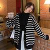 Womens Striped V-Neck Knit Cardigan 2026 Fall Winter Sweet Style Outerwear