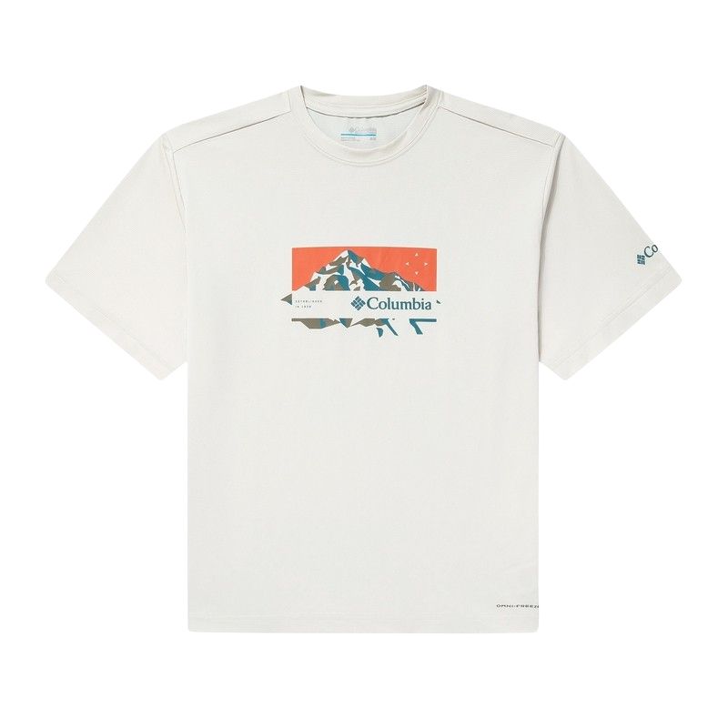 Columbia T-Shirts Men's Ecru Crew Neck Moderate Straight Fit AE9642-278