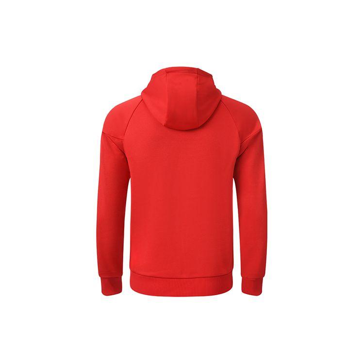 Li Ning Badminton Series Solid Color Logo Print Zipper Fleece Hoodie Men Hoodies Crimson-Red AWDSA03-3