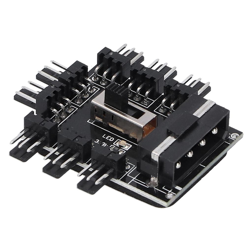 Разветвитель-хаб для компьютерных вентиляторов, 8-канальный регулятор скорости, 3-контактный удлинительный кабель, большой 4-контактный интерфейс