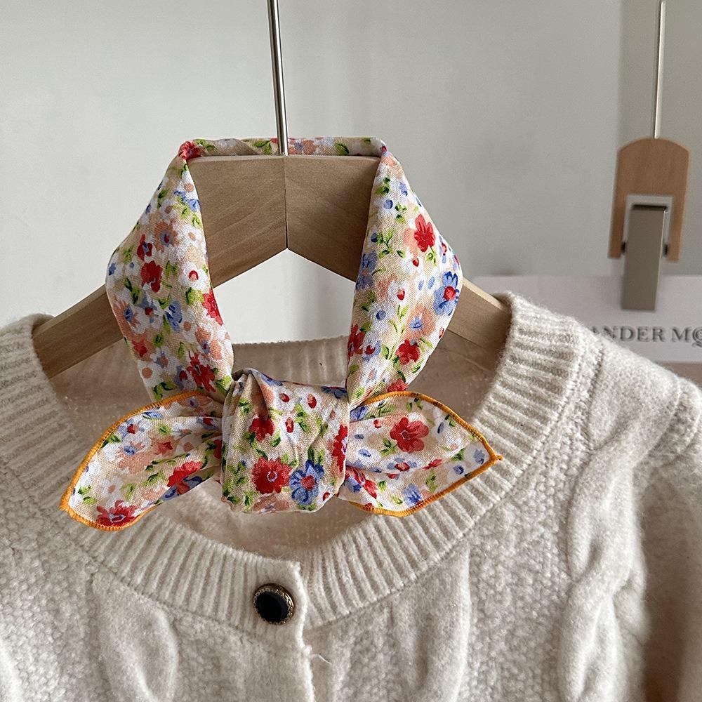 Flower Floral Print Silk Scarf Thin Square Handkerchief All-match Printed Scarves Beach