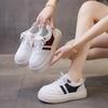 Internet Celebrity Platform White Shoes Women 2025 Spring and Autumn New Korean Version Round Head Middle Heel Casual Student Lace-up Board Shoes