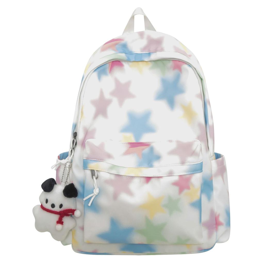 Painted Star Backpack Women's New Trendy Junior High School High School Student Schoolbag Large Capacity Nylon Casual Backpack