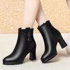 6см 7,5см Элегантные Черные Ботильоны на Каблуке из Мягкой Кожи Осень Зима 2025 Блочный Высокий Каблук Ботинки Мотоциклетные Боты для Офиса Мамы