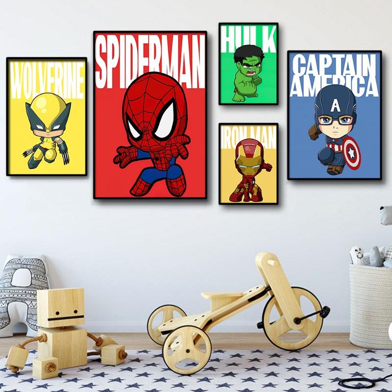 Disney Marvel Плакат Супергерой Классический Фильм Мстители Мультфильм Фигурка Настенная Живопись Холст Картины Печати Украшение Детской Комнаты